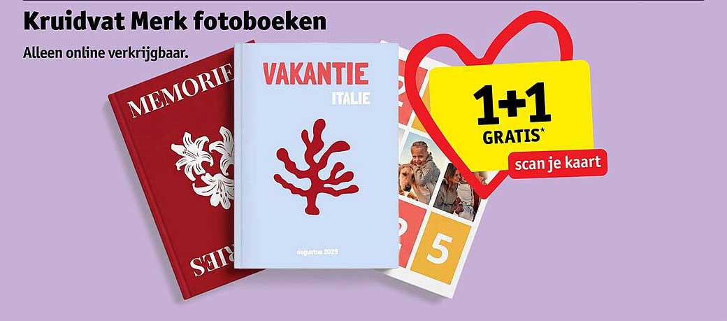 Kruidvat Merk fotoboeken 1+1 GRATIS* scan je kaart
