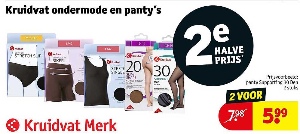 Kruidvat ondermode en panty's 2e halve prijs