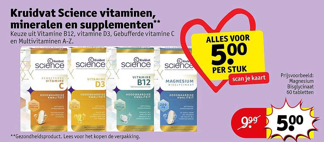Kruidvat Science vitaminen, mineralen en supplementen**