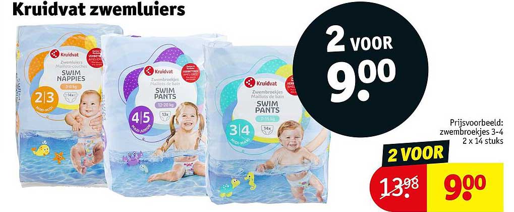 Kruidvat zwemluiers 2 voor 9.00