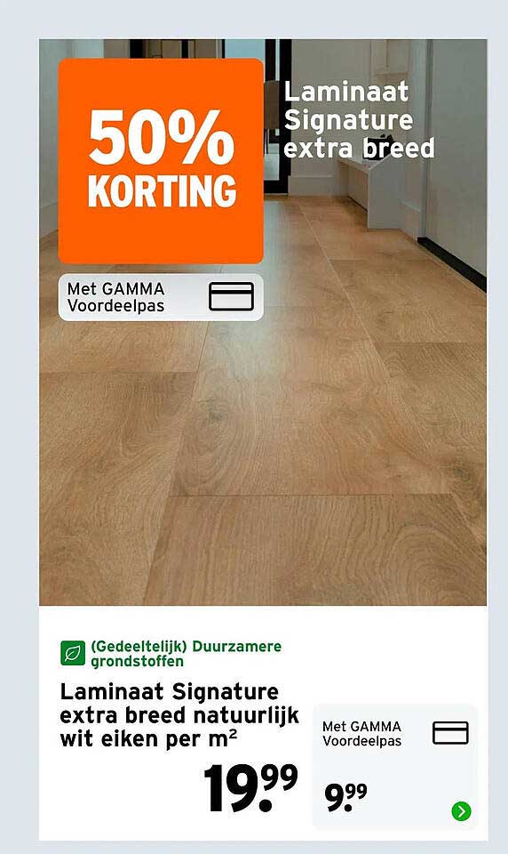 Laminaat Signature extra breed natuurlijk wit eiken per m2 50% KORTING