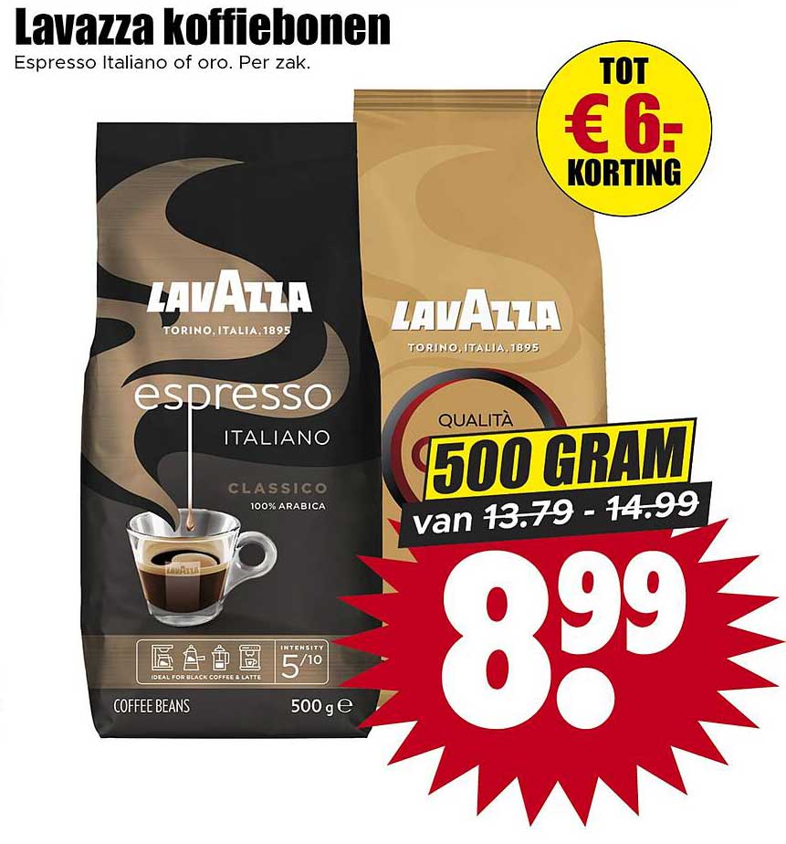 Lavazza koffiebonen Espresso Italiano of oro. Per zak.