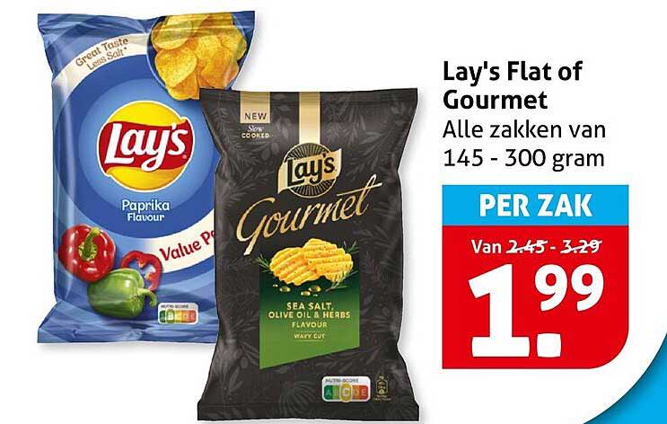 Lay's Flat of Gourmet Alle zakken van 145 - 300 gram PER ZAK