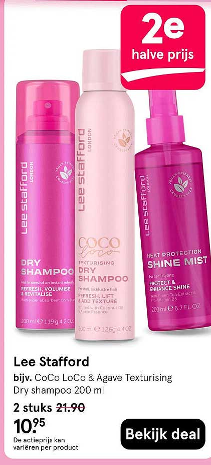 Lee Stafford bijv. CoCo LoCo & Agave Texturising Dry shampoo 200 ml 2e halve prijs