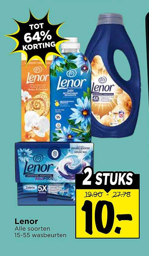 Lenor Alle soorten 15-55 wasbeurten 2 STUKS TOT 64% KORTING