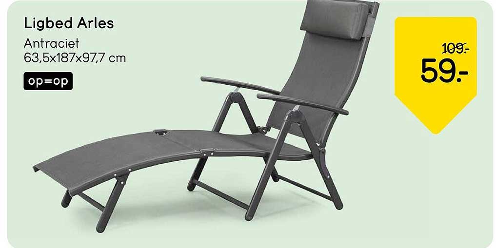 Ligbed Arles Antraciet 63,5x187x97,7 cm op=op