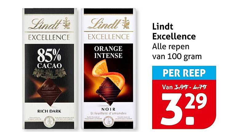Lindt Excellence Alle repen van 100 gram PER REEP