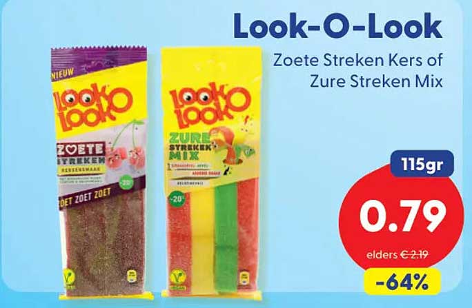 Look-O-Look Zoete Streken Kers of Zure Streken Mix