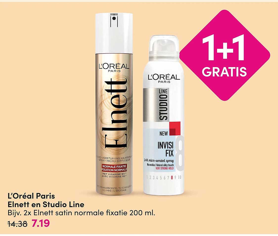 L’Oréal Paris Elnett en Studio Line 1+1 gratis