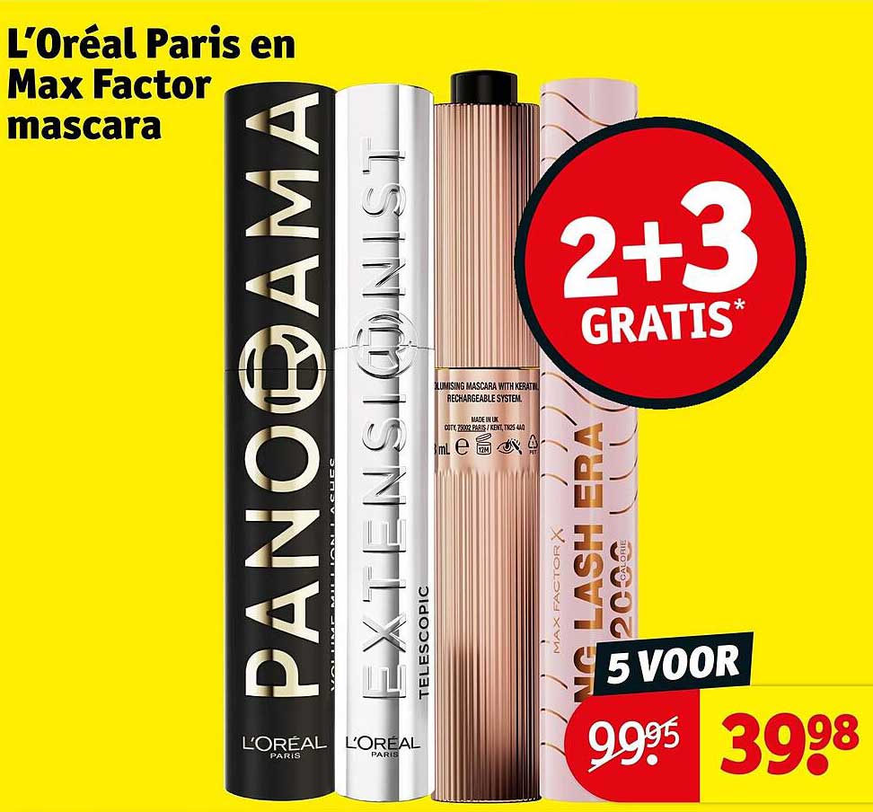 L’Oréal Paris en Max Factor mascara 2+3 gratis
