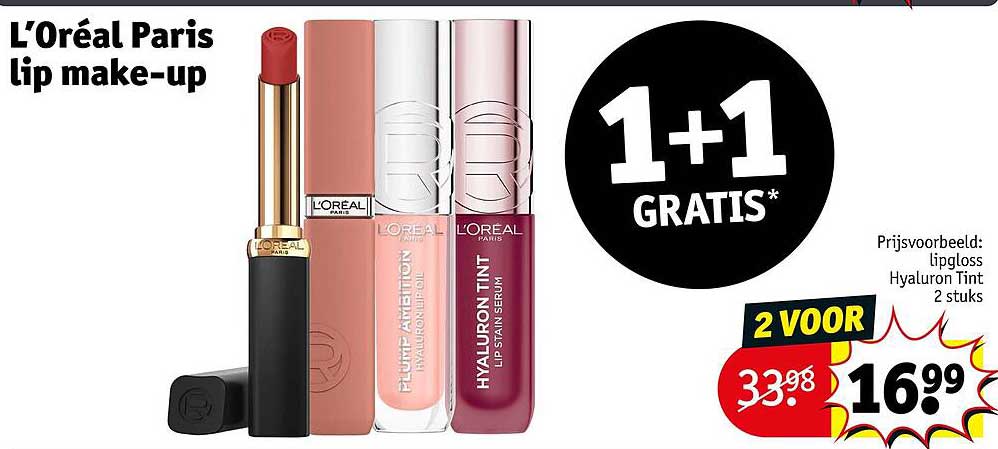 L'Oréal Paris lip make-up 1+1 GRATIS*
