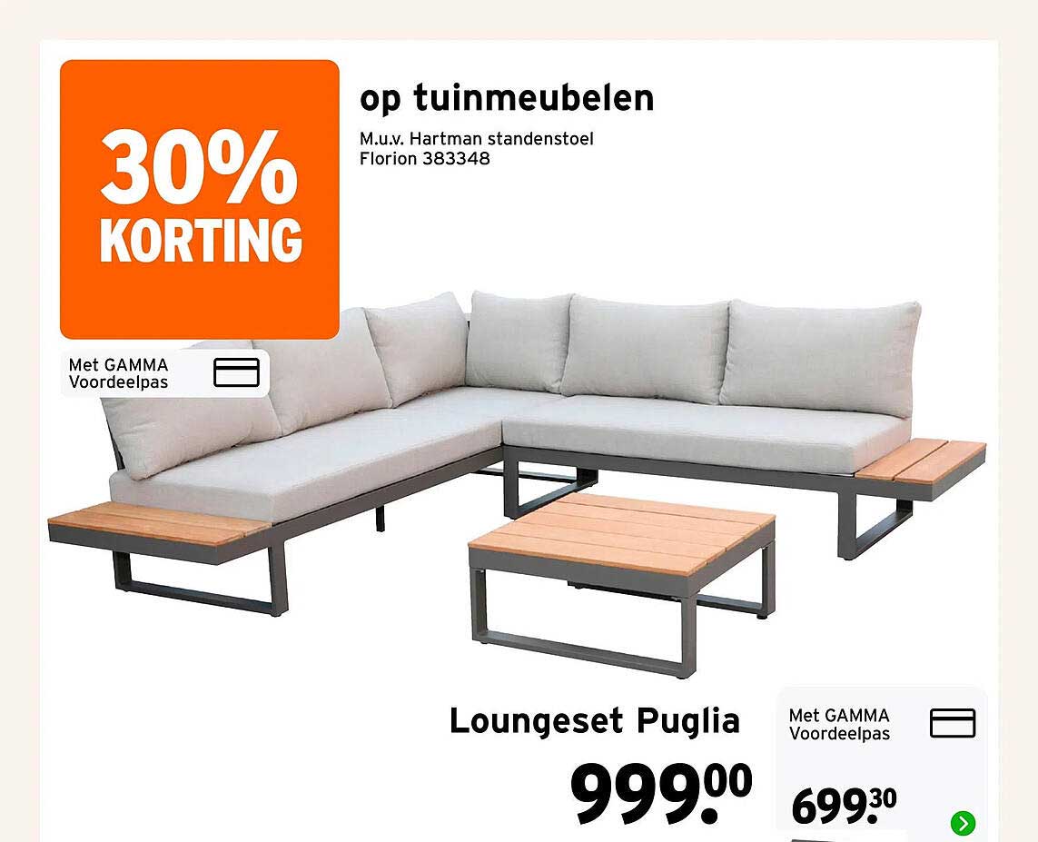 Loungeset Puglia 30% korting op tuinmeubelen