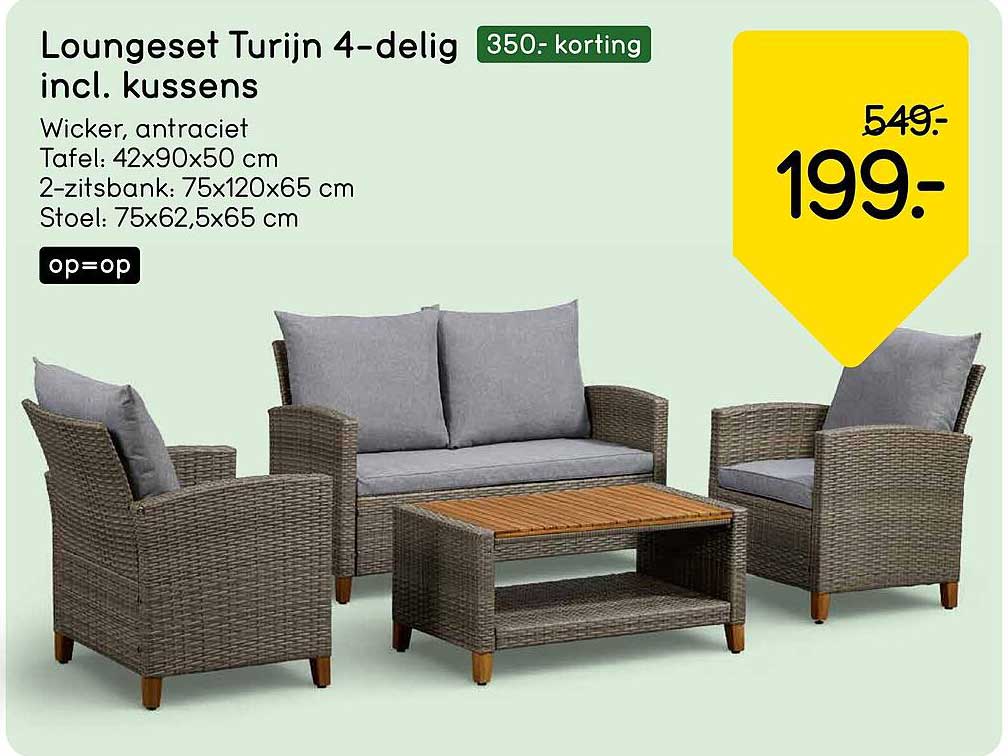 Loungeset Turijn 4-delig incl. kussens