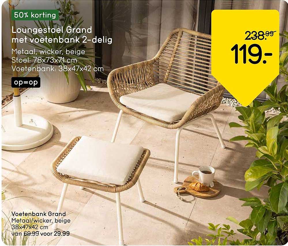 Loungestoel Grand met voetenbank 2-delig