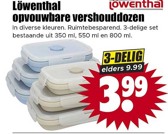 Löwenthal opvouwbare vershouddozen 3-delig elders 9.99