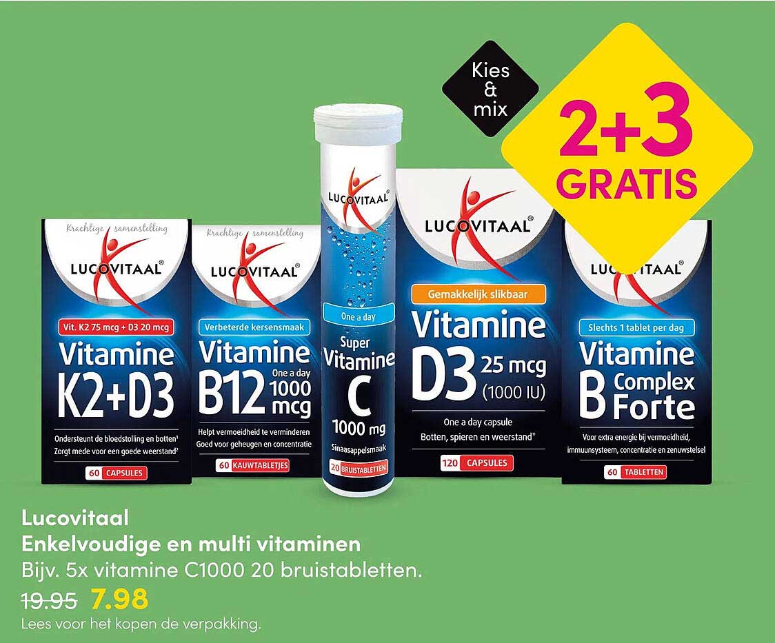 Lucovitaal Enkelvoudige en multi vitaminen 2+3 gratis
