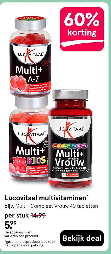 Lucovitaal multivitaminen* bijv. Multi+ Compleet Vrouw 40 tabletten