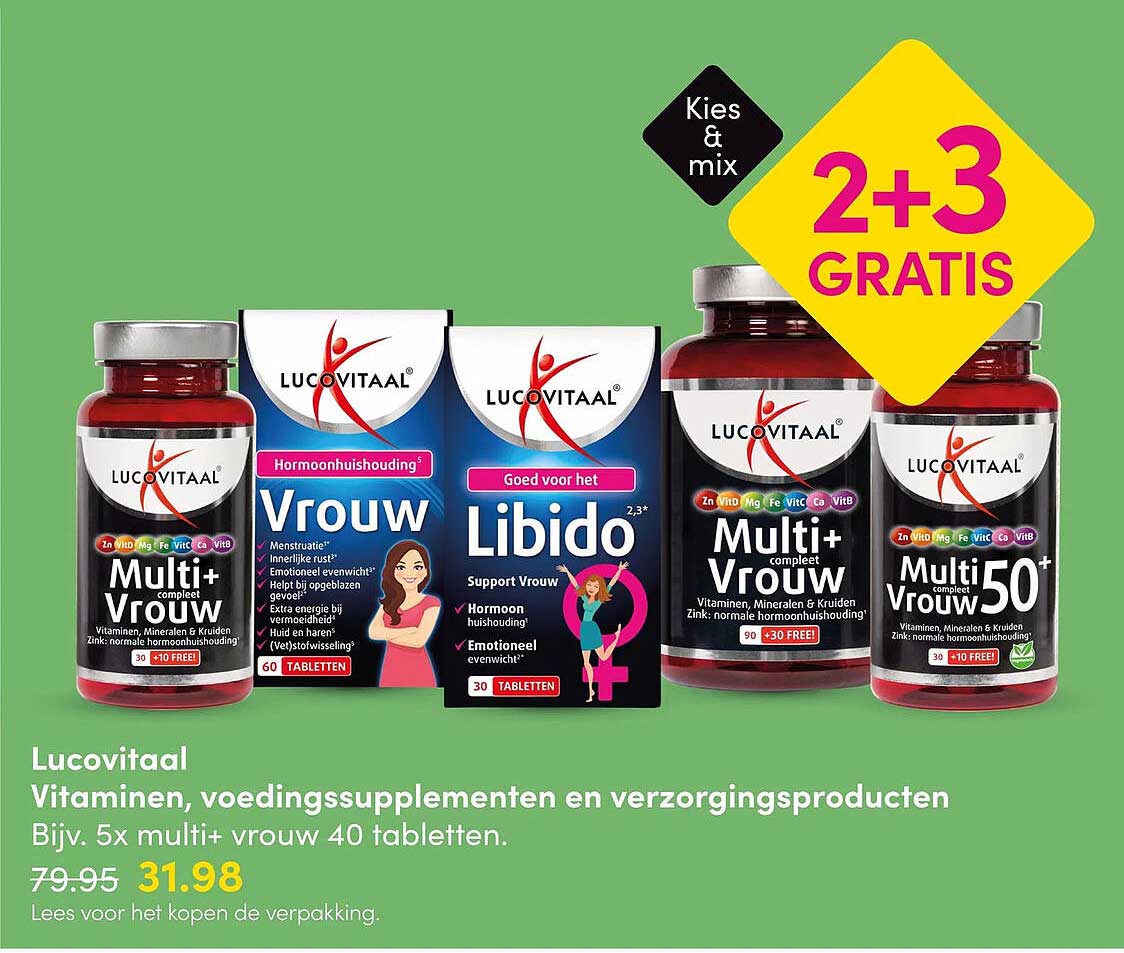 Lucovitaal Vitaminen, voedingssupplementen en verzorgingsproducten 2+3 GRATIS