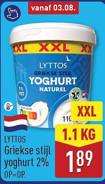 LYTTOS Griekse stijl yoghurt 2% XXL 1.1 KG