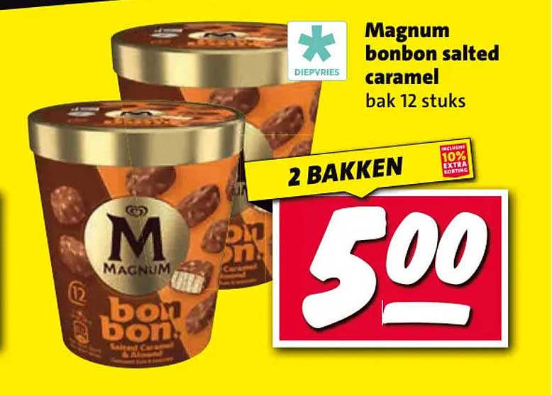 Magnum bonbon salted caramel bak 12 stuks 2 bakken