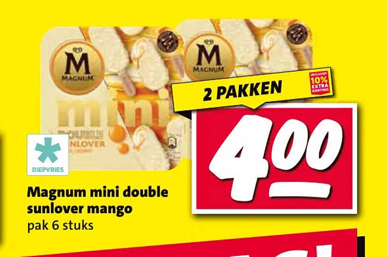 Magnum mini double sunlover mango pak 6 stuks 2 pakken