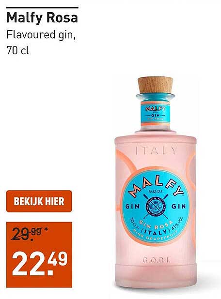 Malfy Rosa Flavoured gin, 70 cl