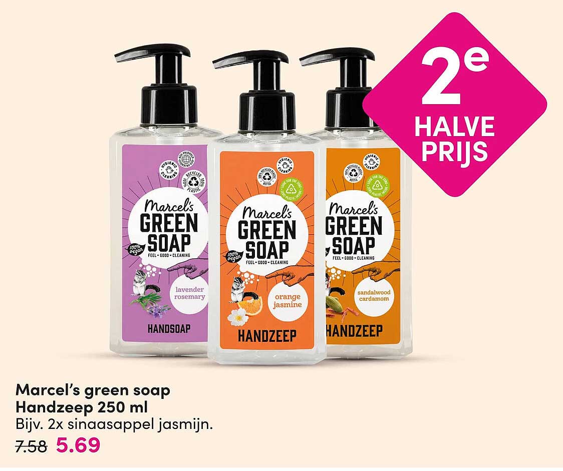 Marcel’s green soap Handzeep 250 ml 2e halve prijs