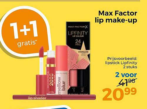 Max Factor lip make-up 1+1 gratis