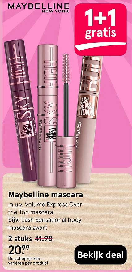 Maybelline mascara 1+1 gratis