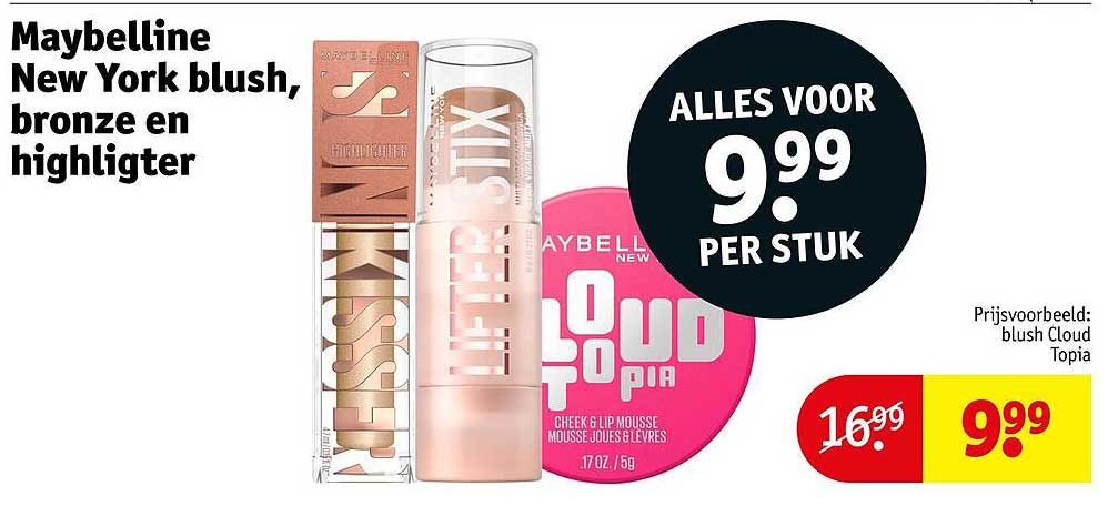 Maybelline New York blush, bronze en highlighter