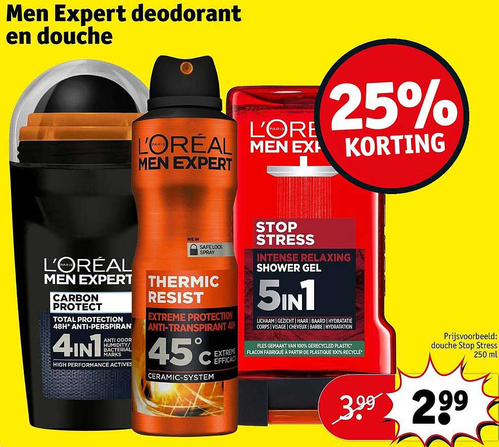Men Expert deodorant en douche 25% korting