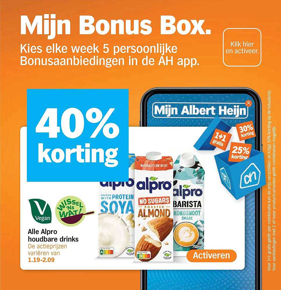 Mijn Bonus Box. Kies elke week 5 persoonlijke Bonusaanbiedingen in de AH app.
