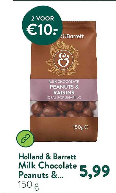 Milk Chocolate Peanuts & Raisins 150 g 2 voor €10.-