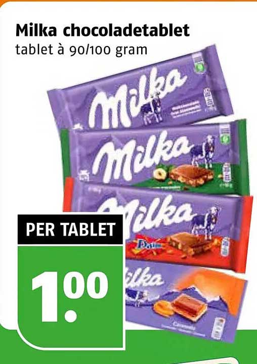 Milka chocoladetablet tablet à 90/100 gram PER TABLET