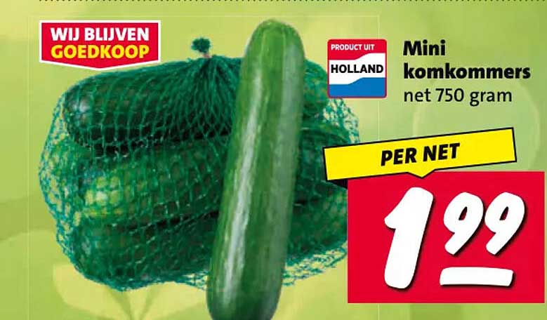 Mini komkommers net 750 gram