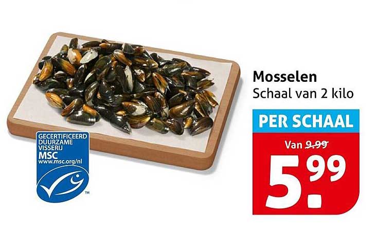 Mosselen Schaal van 2 kilo PER SCHAAL