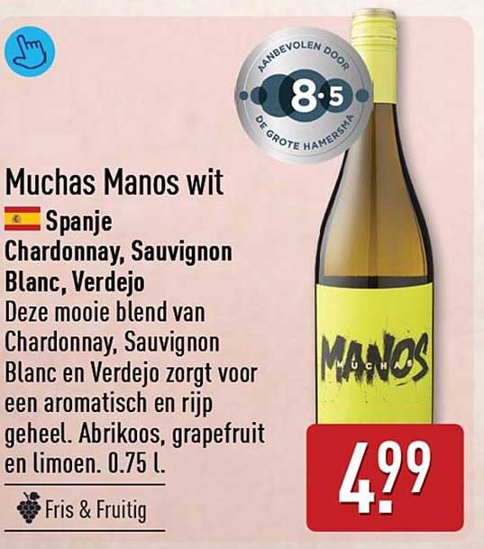 Muchas Manos wit Spanje Chardonnay, Sauvignon Blanc, Verdejo
