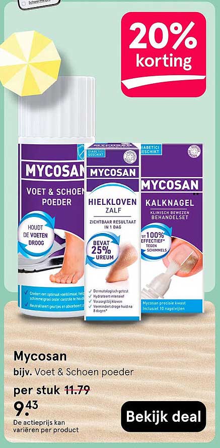 Mycosan bijv. Voet & Schoen poeder 20% korting