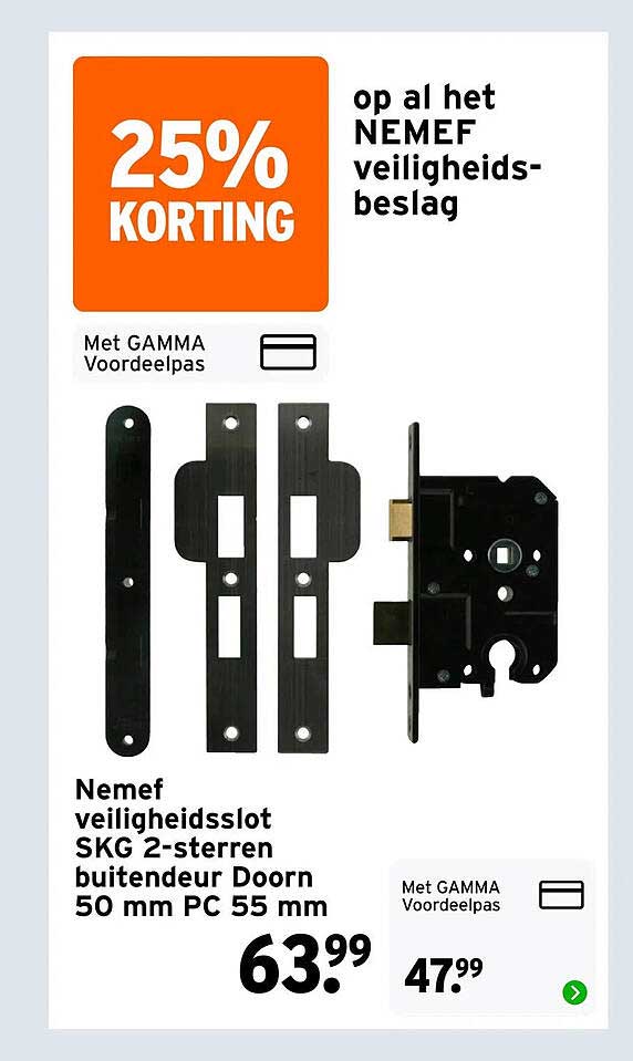NemeF veiligheidsslot SKG 2-sterren buitendeur Doorn 50 mm PC 55 mm 25% korting