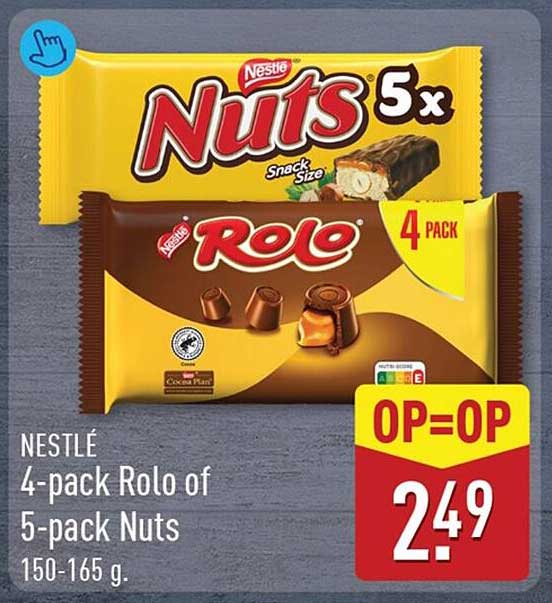 NESTLÉ 4-pack Rolo of 5-pack Nuts 150-165 g. OP=OP