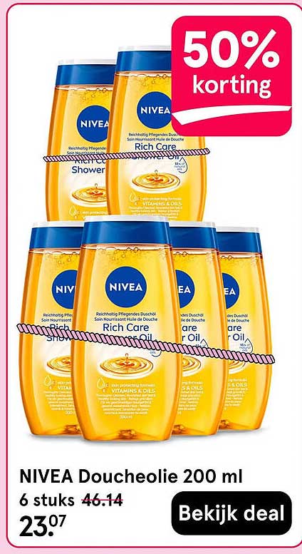 NIVEA Doucheolie 200 ml 6 stuks 50% korting
