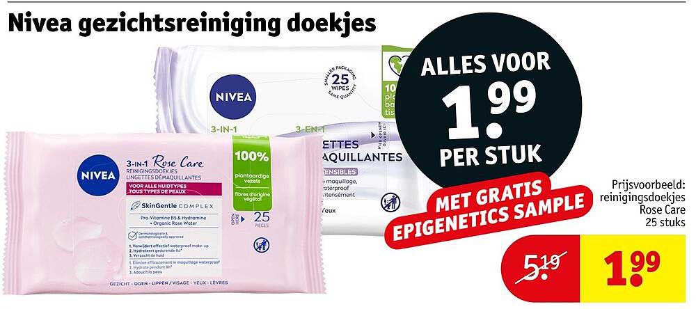 Nivea gezichtsreiniging doekjes MET GRATIS EPIGENETICS SAMPLE