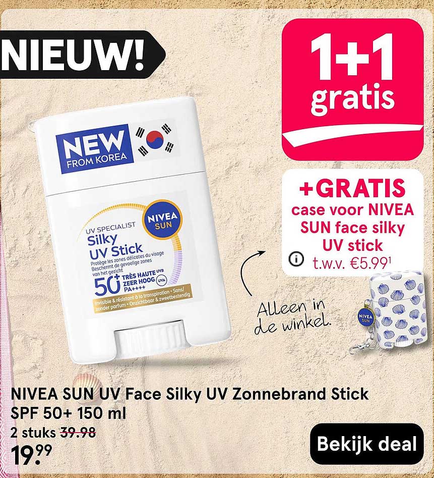NIVEA SUN UV Face Silky UV Zonnebrand Stick SPF 50+ 150 ml 1+1 gratis