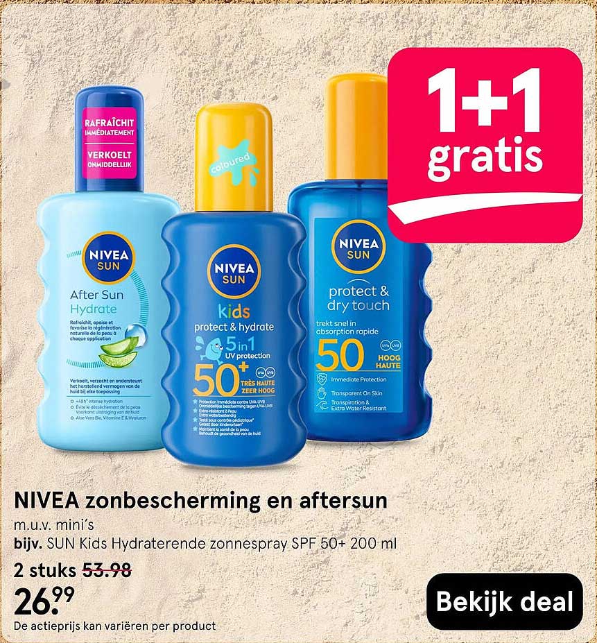 NIVEA zonbescherming en aftersun 1+1 gratis