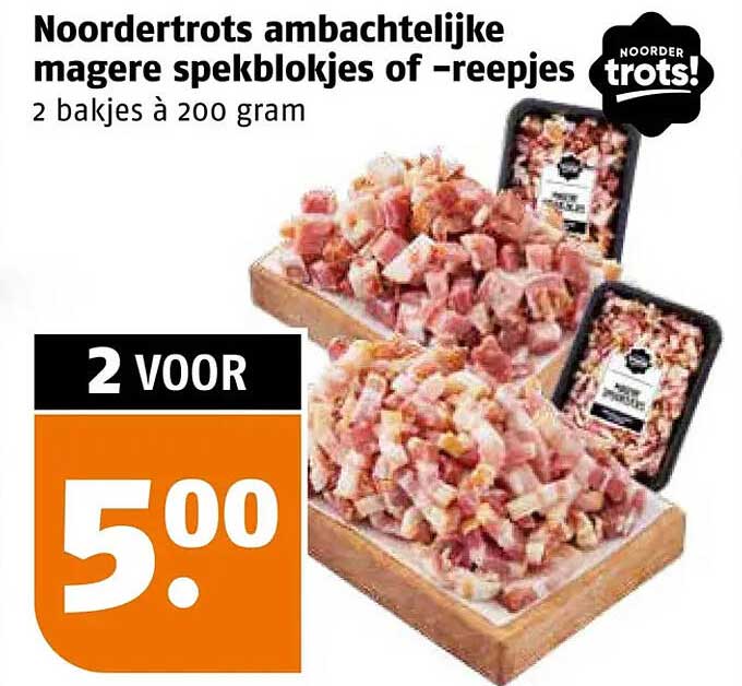 Noordertrots ambachtelijke magere spekblokjes of –reepjes
