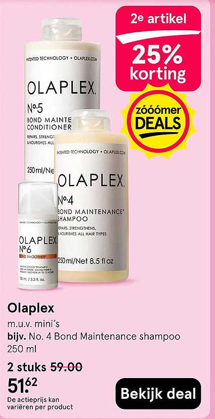 Olaplex m.u.v. mini's biv. No. 4 Bond Maintenance shampoo 250 ml 2e artikel 25% korting