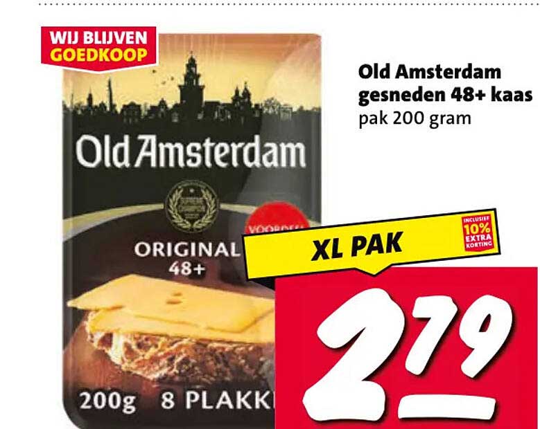 Old Amsterdam gesneden 48+ kaas pak 200 gram XL PAK