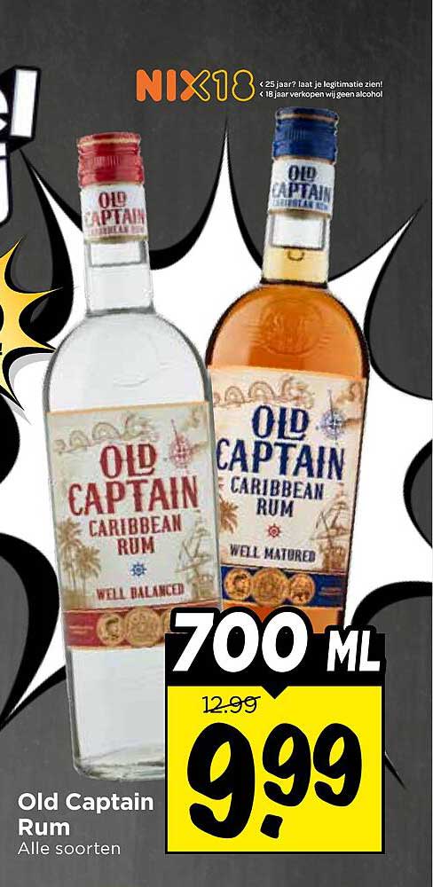 Old Captain Rum Alle soorten 700 ML