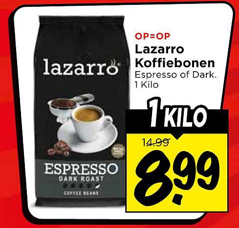 OP=OP Lazarro Koffiebonen Espresso of Dark. 1 Kilo