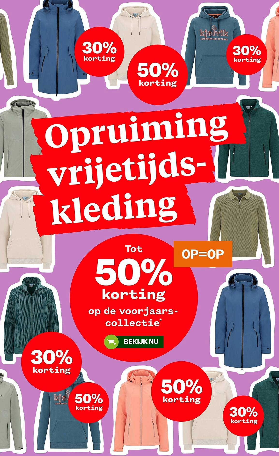 Opruiming vrijetijds-kleding